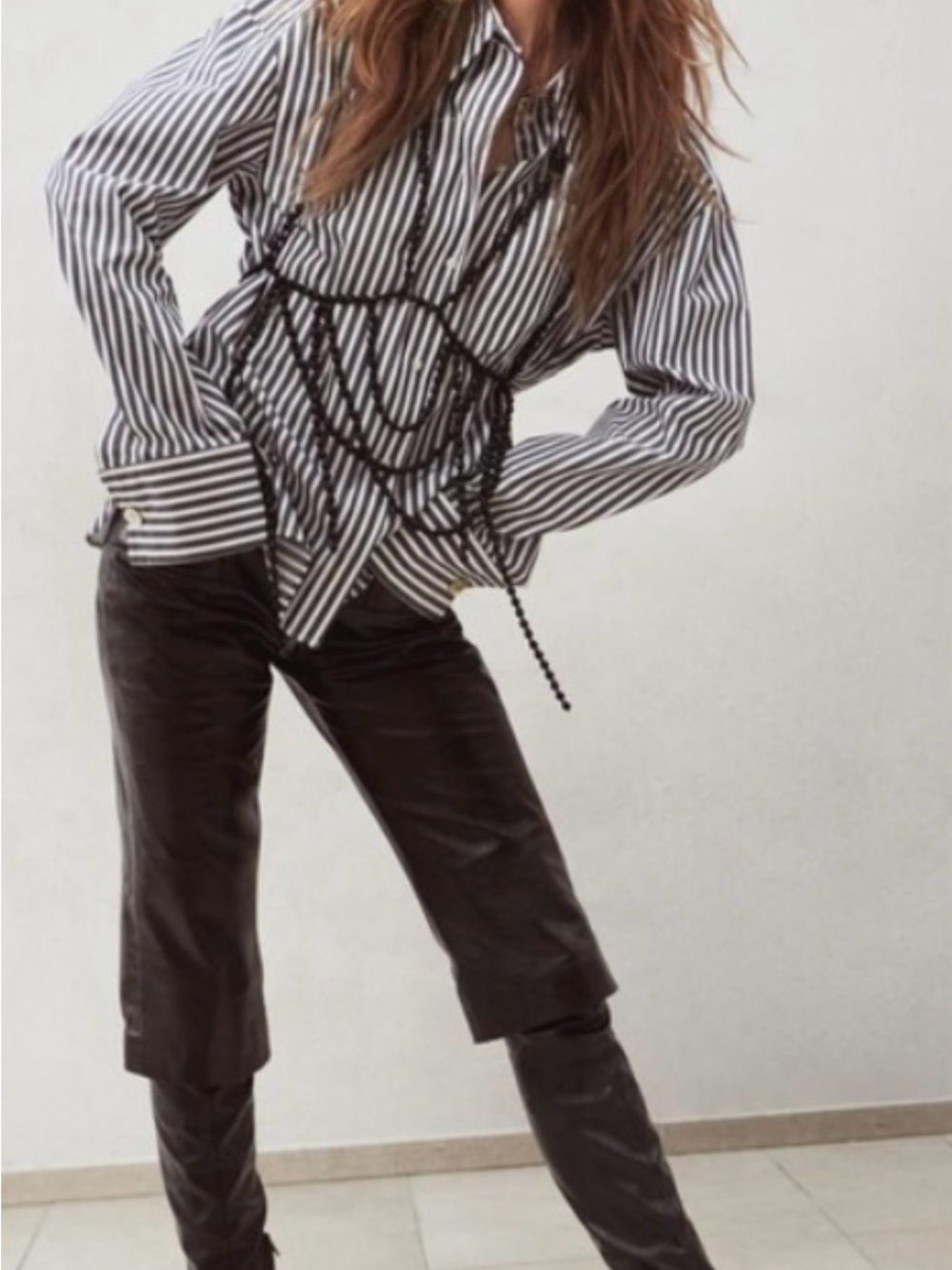 H&M Studio S/S 2021 Archival Genuine Leather Cropped Pants/ Long Shorts - Picture 2 of 10
